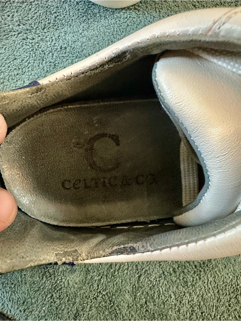 Celtic & Co. 100% Leather Platform Sneakers Cream Blue Heel EU 41 - Picture 8 of 8
